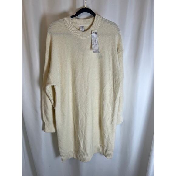Melrose & Market Ivory Long Sleeve Crewneck Mini Sweater Dress Oversize XL NWT - Picture 1 of 7